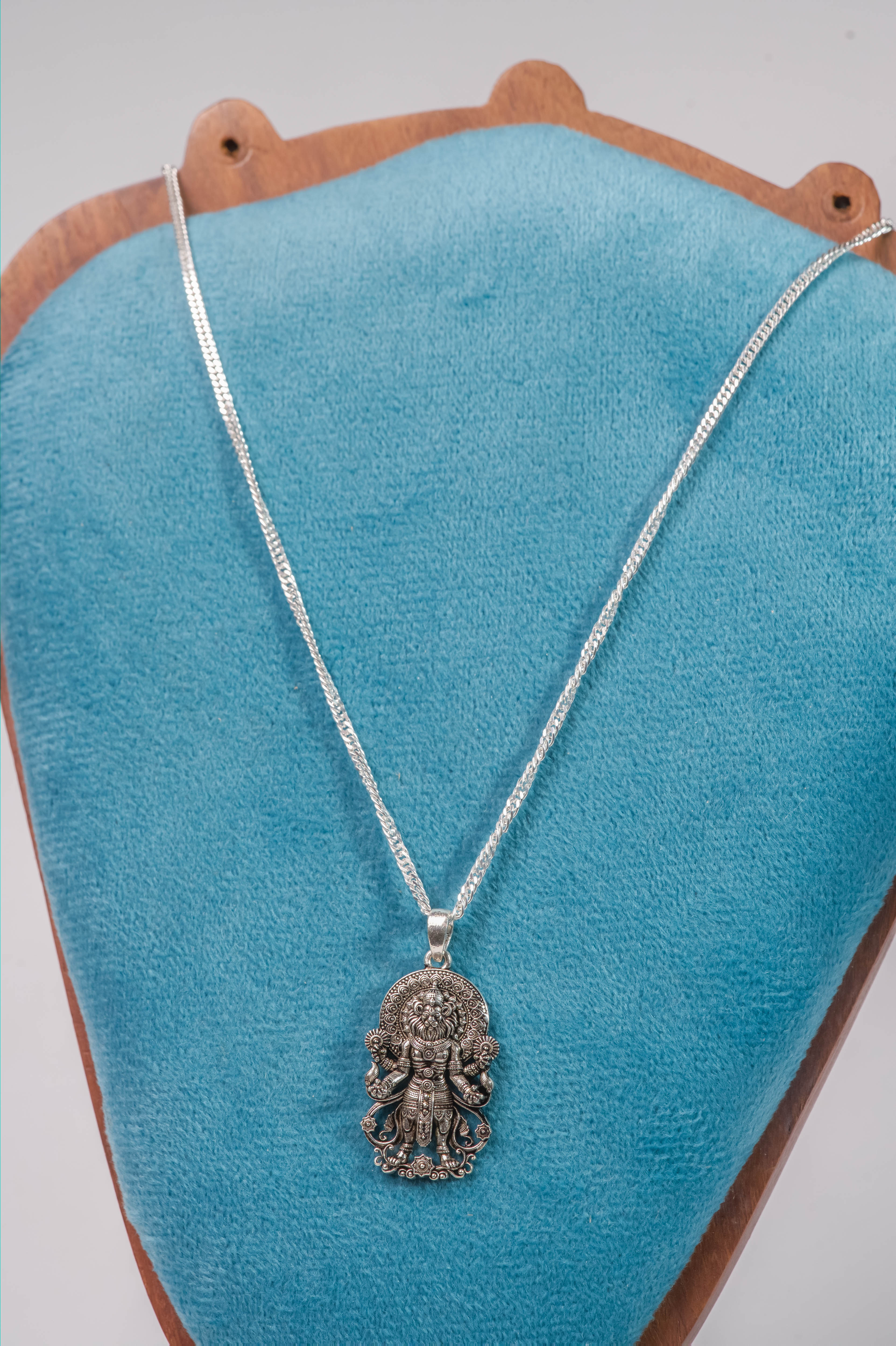 Narasimha Pendant Silver Necklace Protection Hindu Jewelry Gift