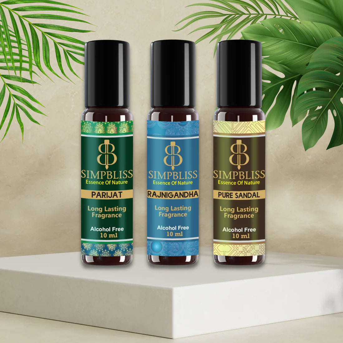 3Pcs Divine attar gift set- Pure Sandal, Parijat, Rajnigandha 3x10ml each