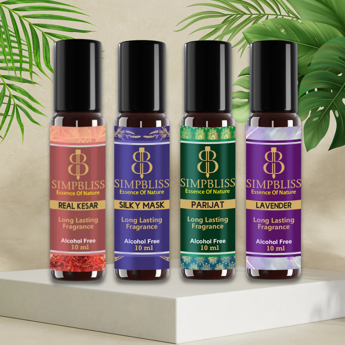 Divine Aroma Combo – Kesar, Lavender, Parijat & Silky Musk Attars 4x10ml each