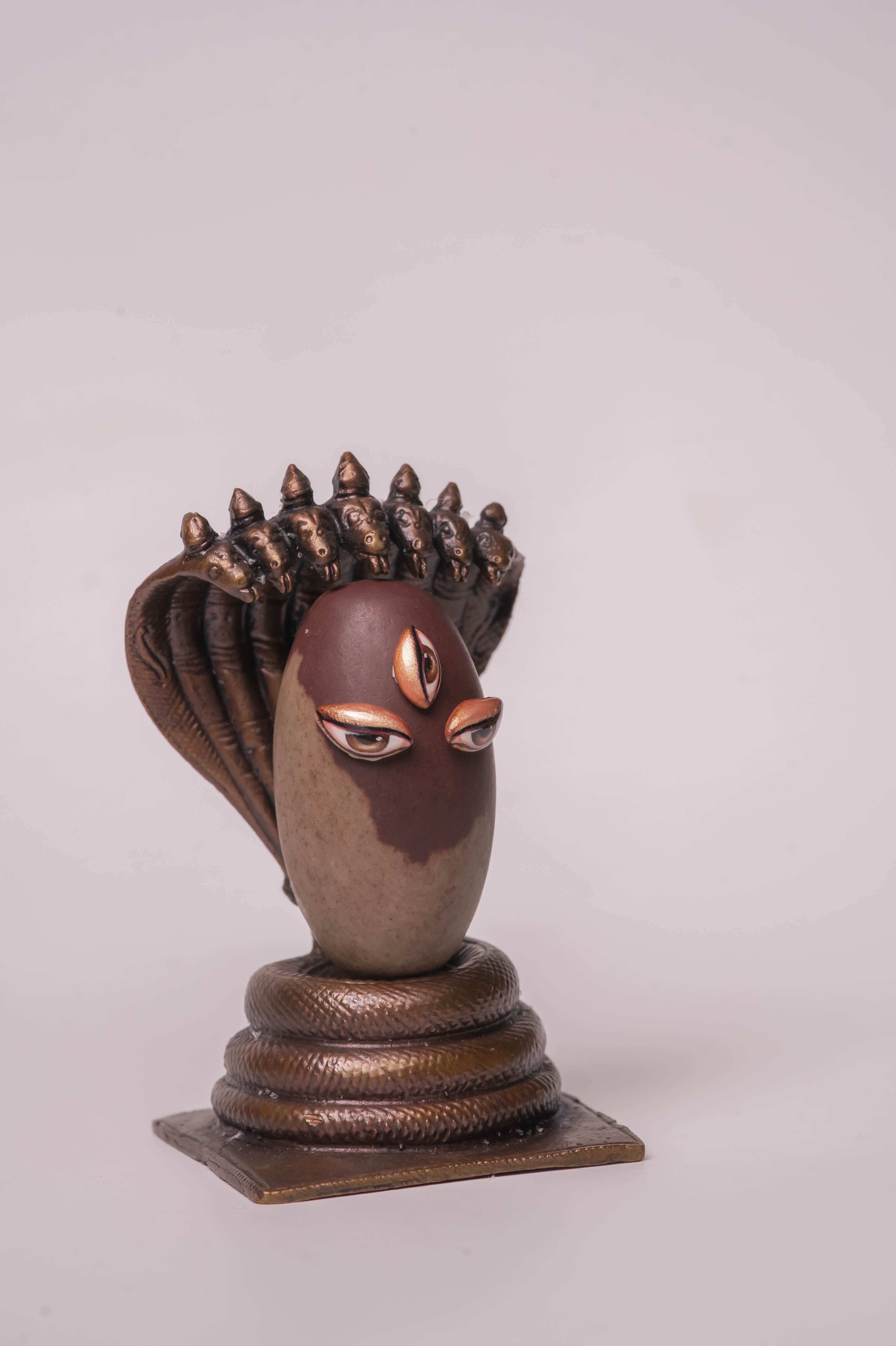 Shivalingam 2.5 Inch with Copper Asan Shesha Naga