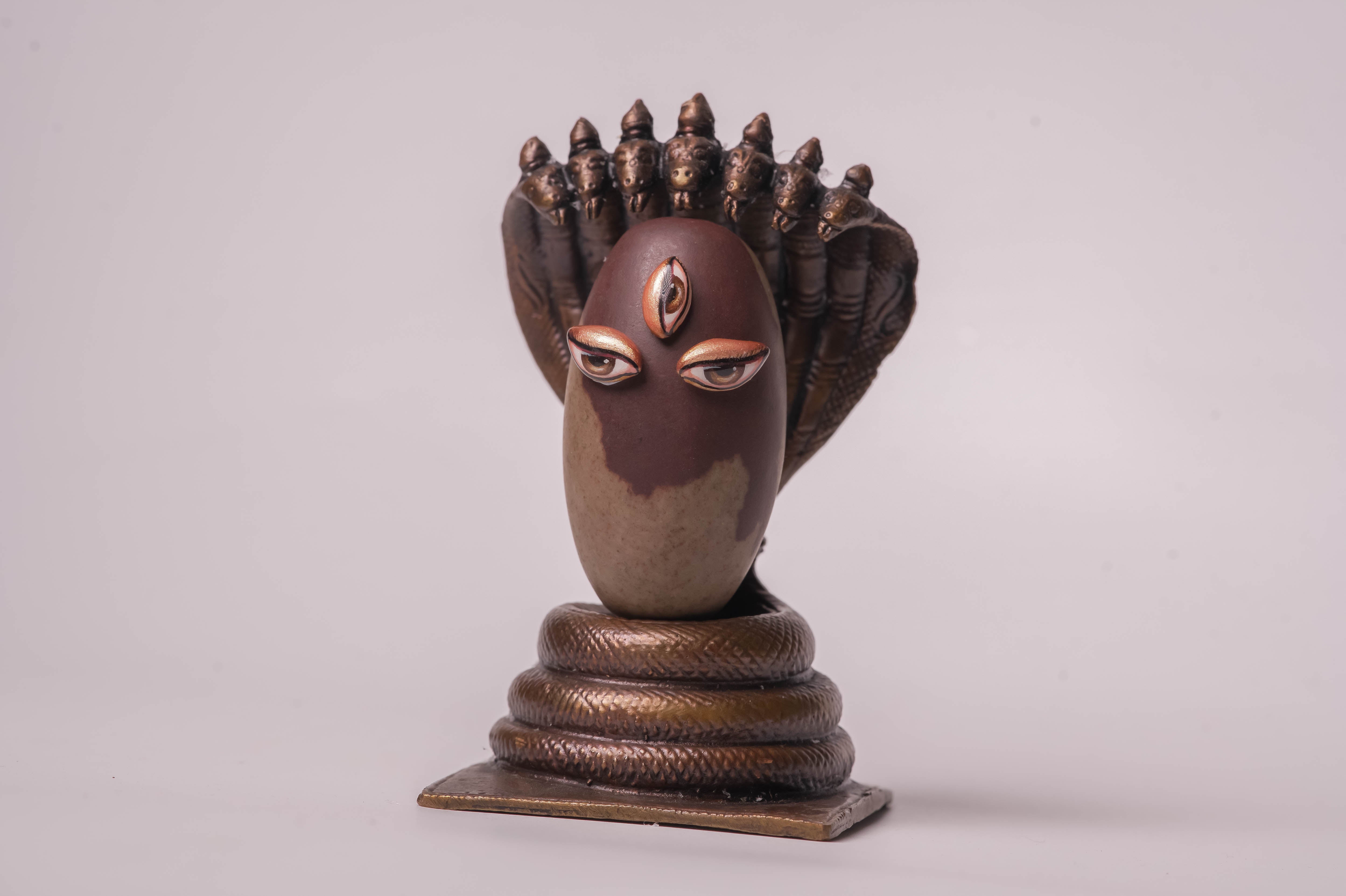 Shivalingam 2.5 Inch with Copper Asan Shesha Naga