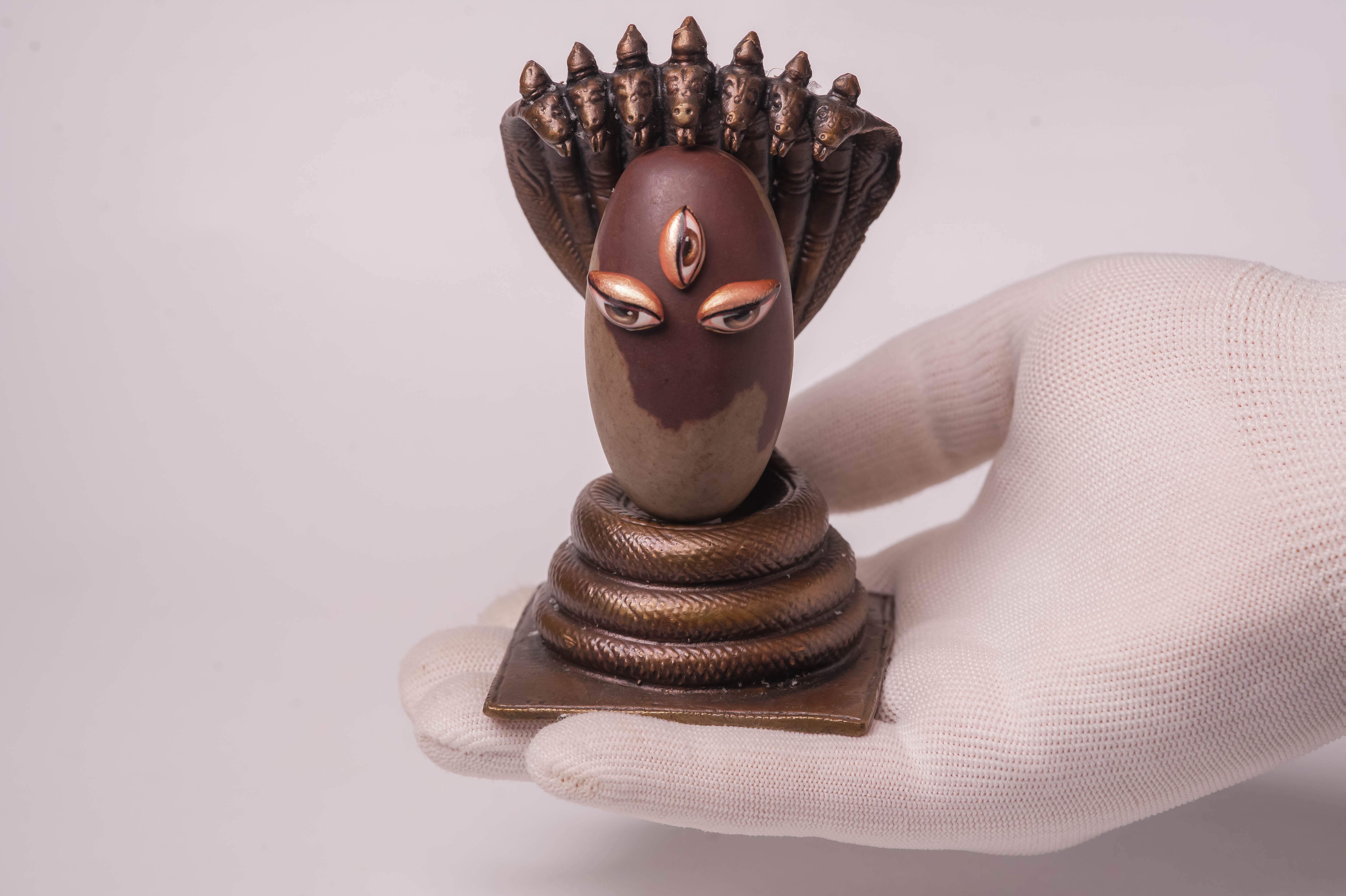 Shivalingam 2.5 Inch with Copper Asan Shesha Naga