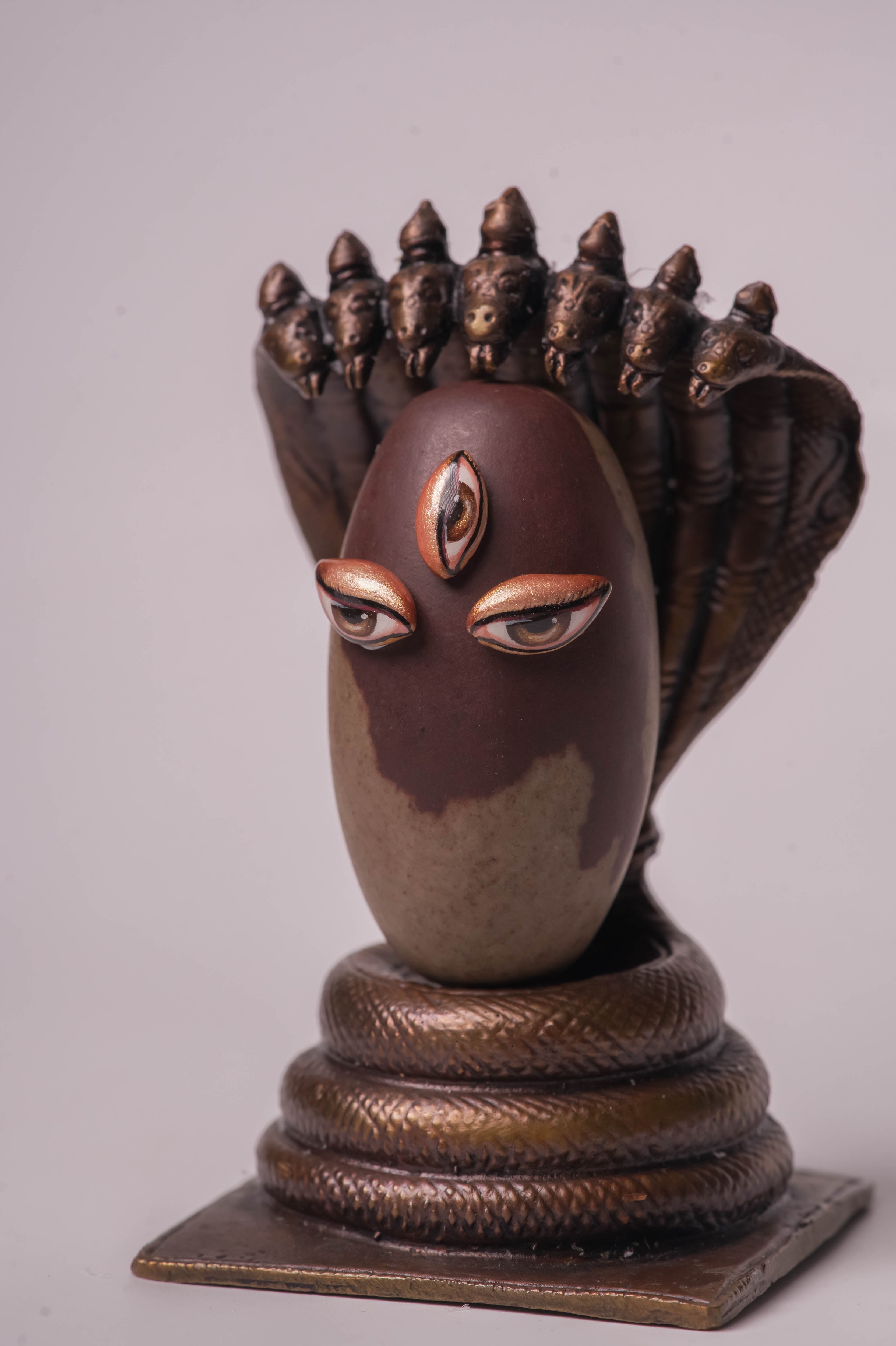 Shivalingam 2.5 Inch with Copper Asan Shesha Naga