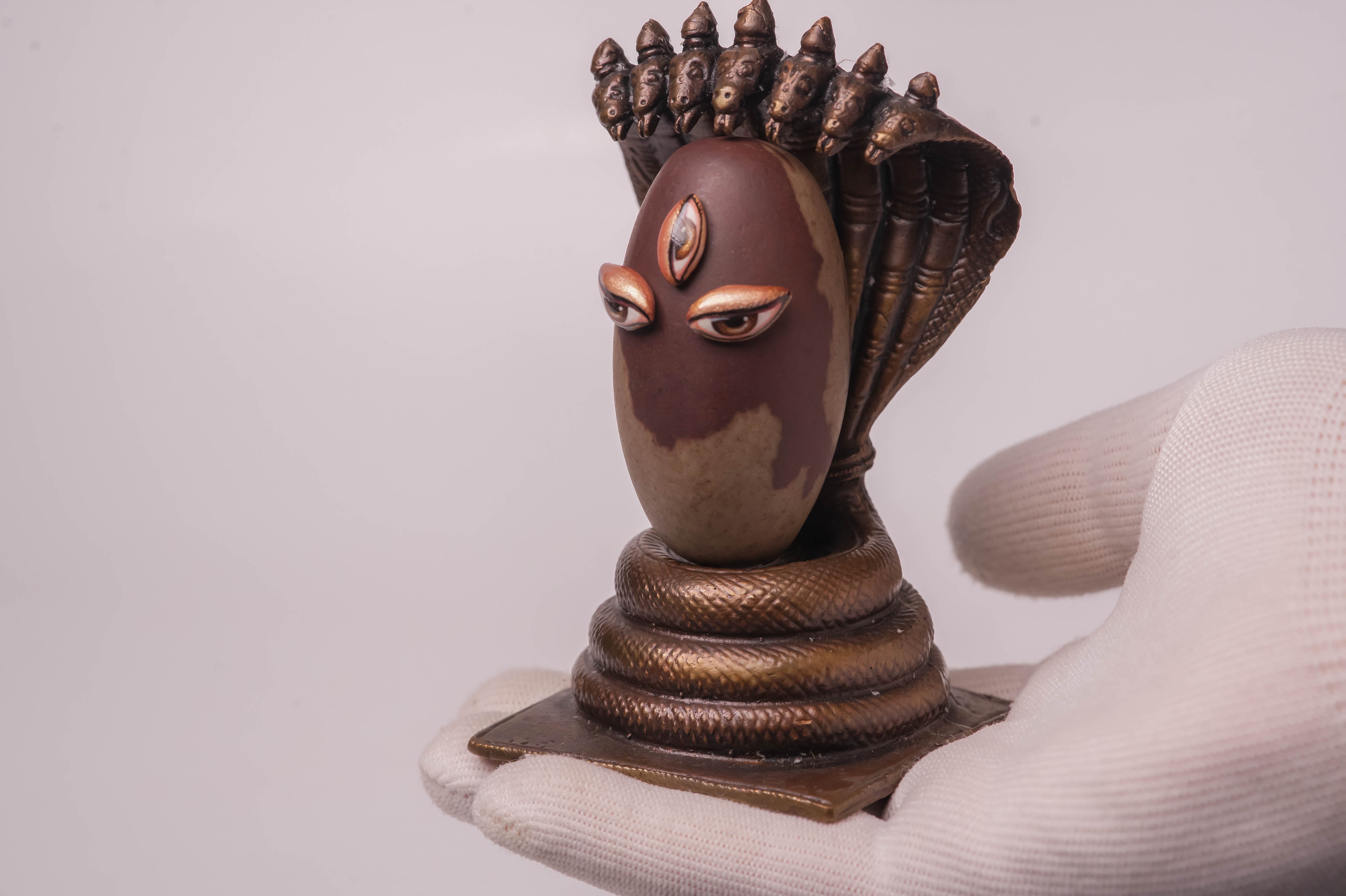 Shivalingam 2.5 Inch with Copper Asan Shesha Naga