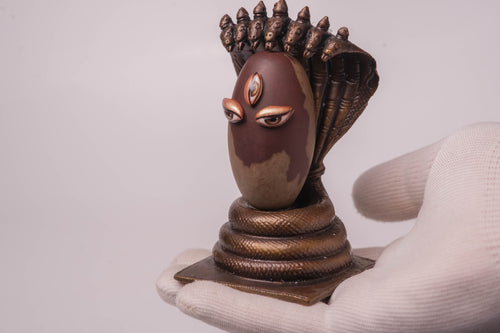 Shivalingam 2.5 Inch with Copper Asan Shesha Naga