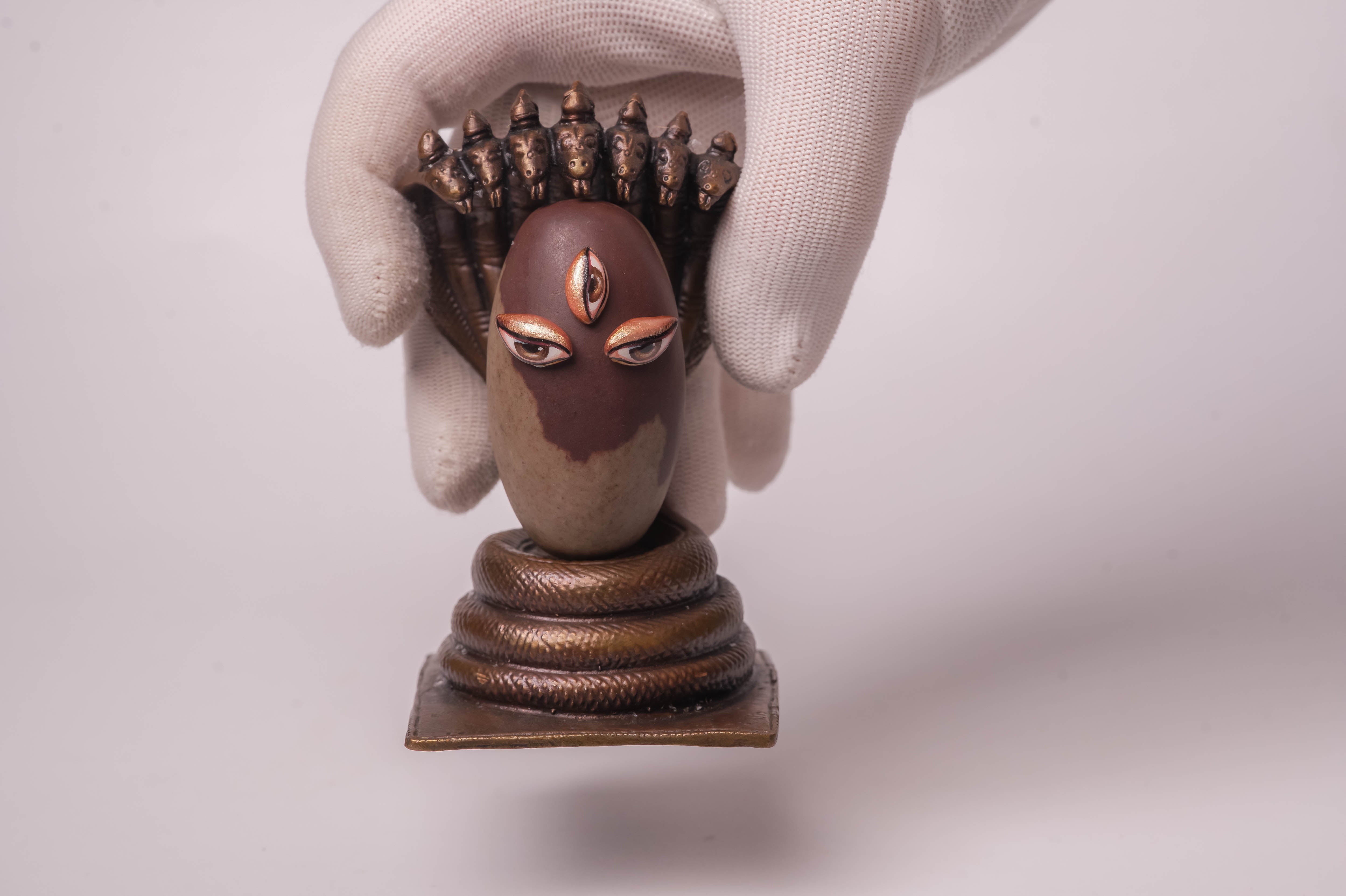 Shivalingam 2.5 Inch with Copper Asan Shesha Naga