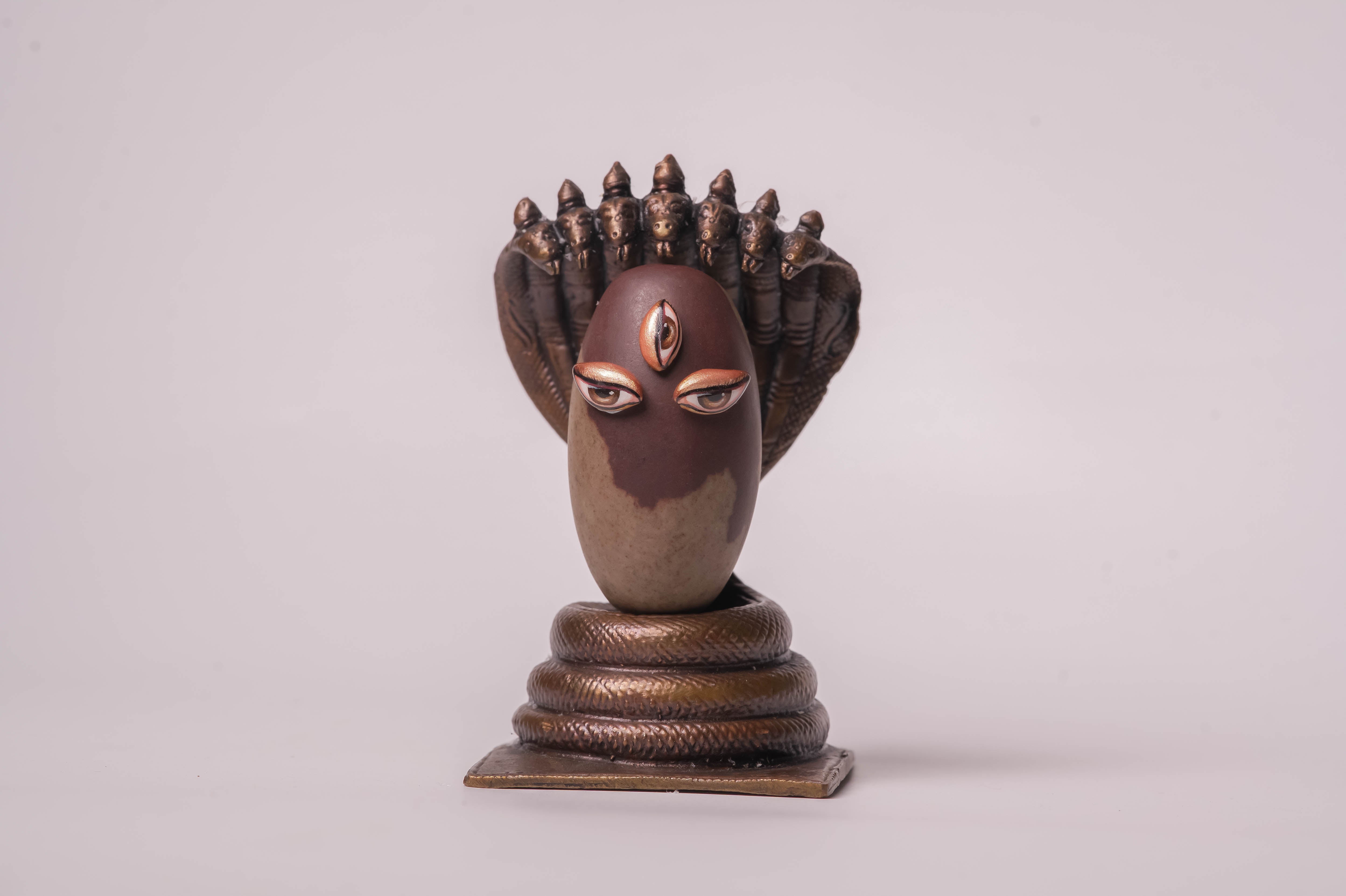 Shivalingam 2.5 Inch with Copper Asan Shesha Naga