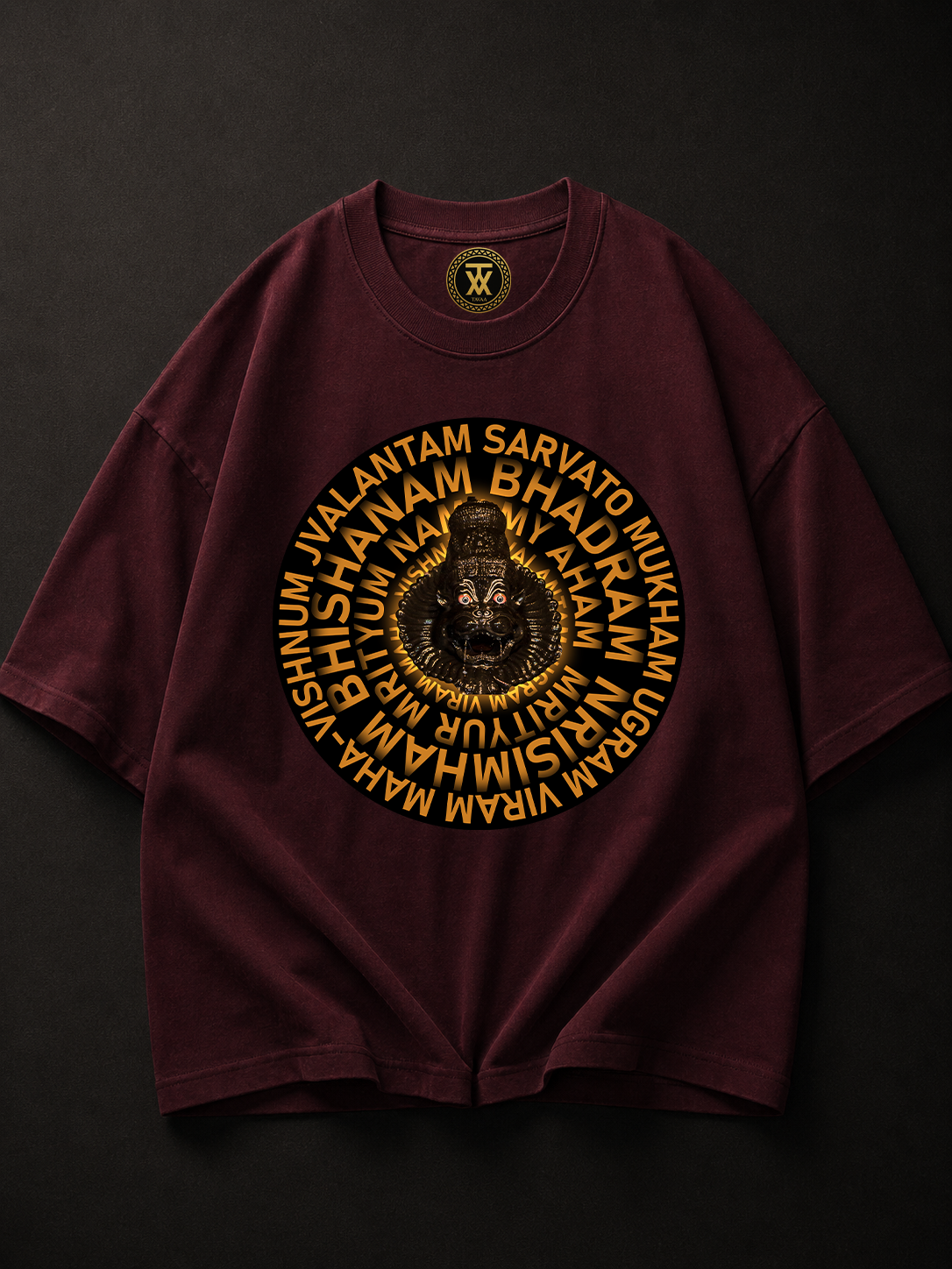Narasimha Protection Mantra Tee- Maroon