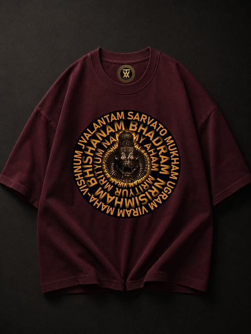 Narasimha Protection Mantra Tee- Maroon