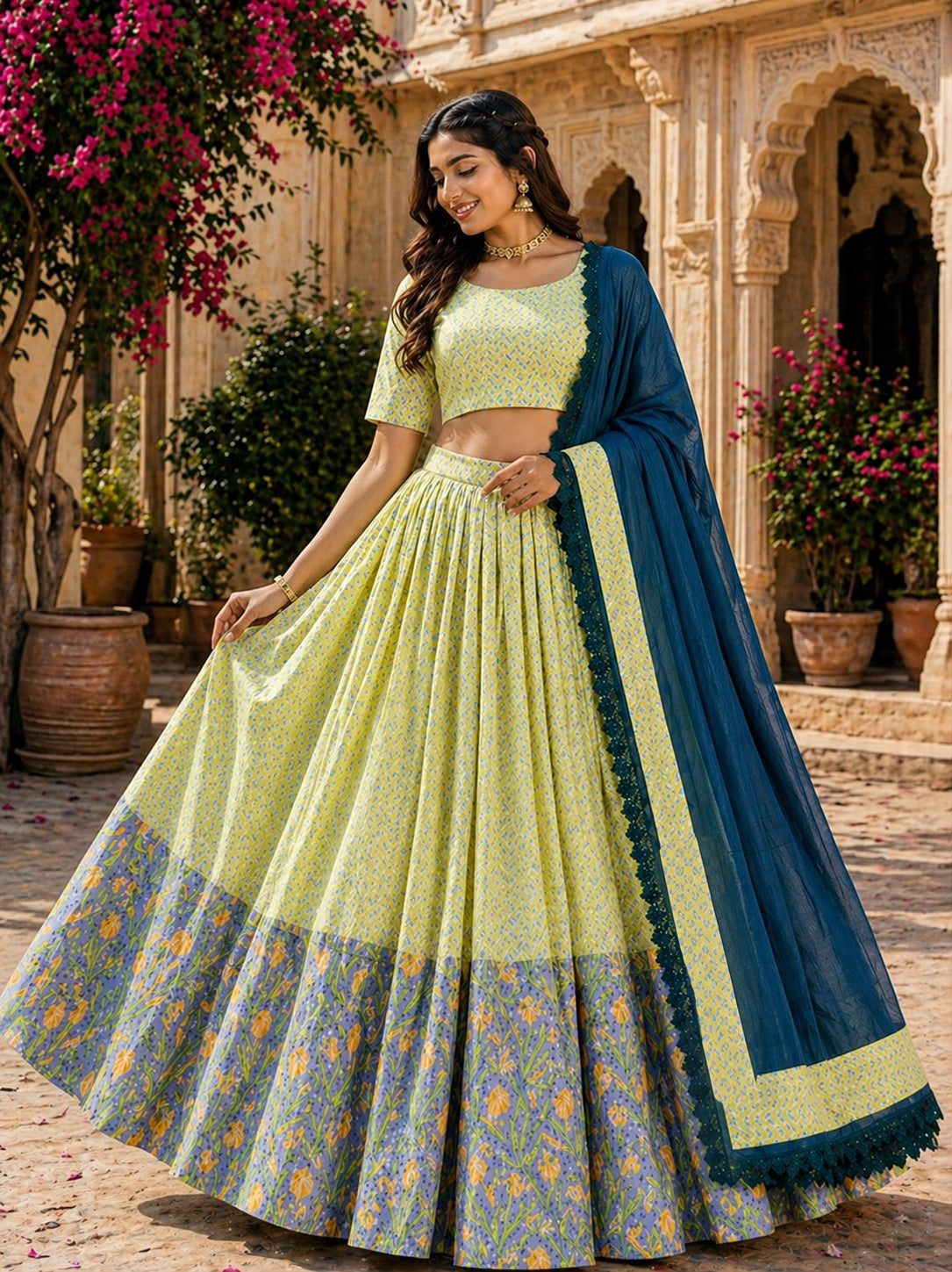 Premium Jaipuri Cotton Gopi Dress Set with Dupatta | Designer Outfit