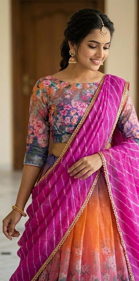 Multi Colour cotton linen fabric Gopidress Set
