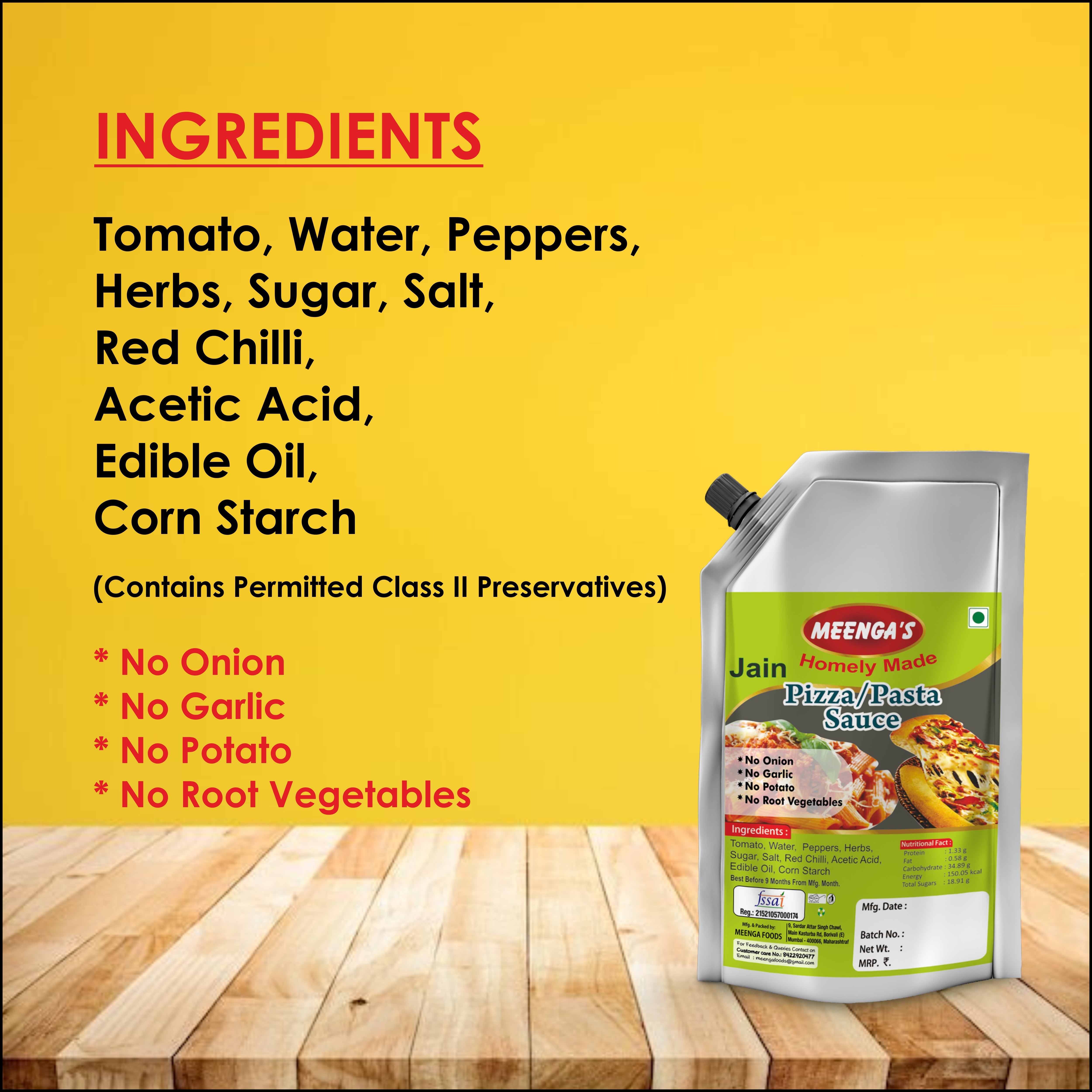 MEENGA’S Homely Made Jain Pizza Pasta Sauce Combo – 250g Each| Ready-to-Use Italian Sauce for Pizza Pasta and Snacks | No Onion No Garlic | 100% Vegetarian | Authentic Jain-Friendly Flavour(PACK OF 2)