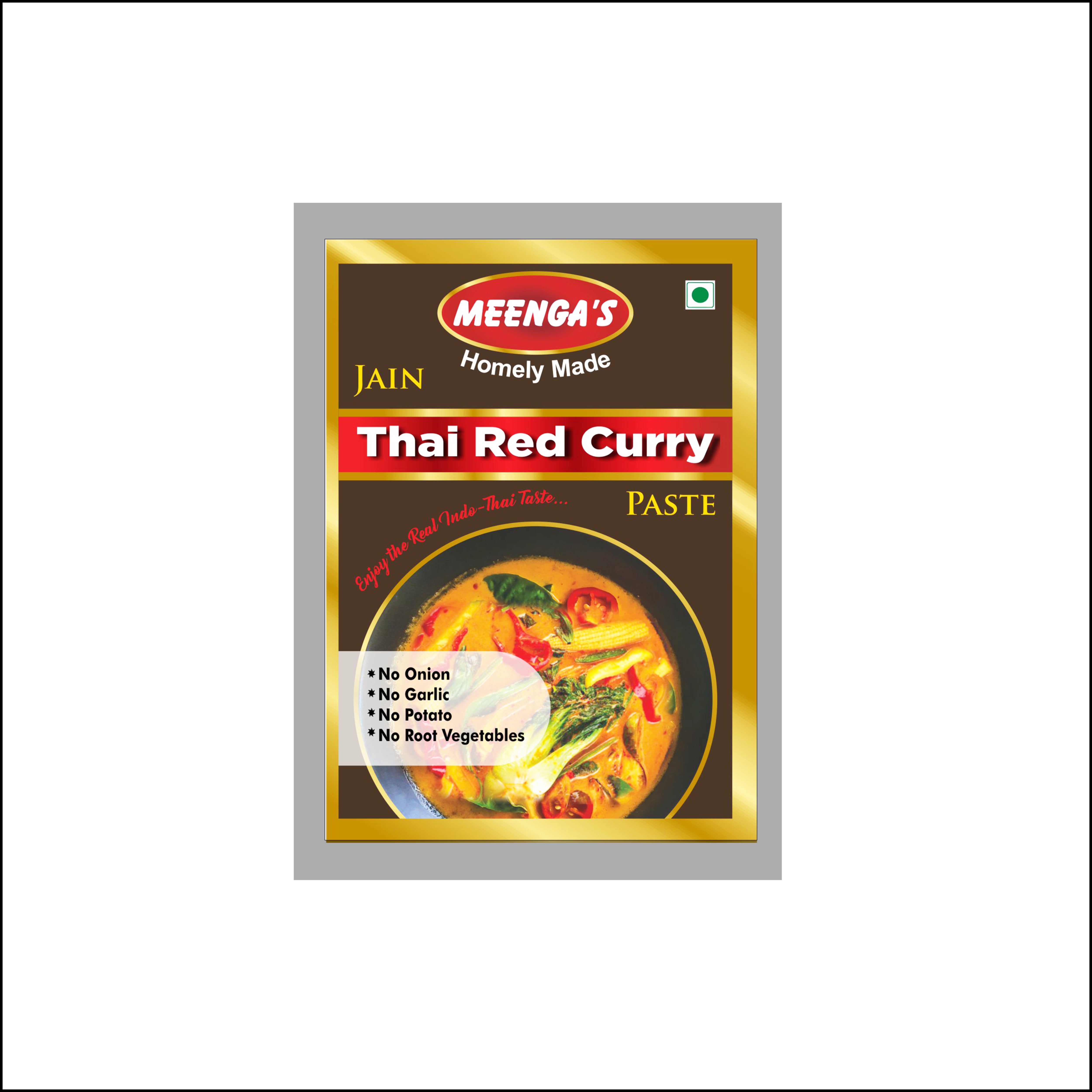 MEENGA’S Homely Made Jain Red Thai Curry Paste Combo – 75g Each | No Onion No Garlic | 100% Vegan & Jain-Friendly | Authentic Thai Flavour(PACK OF 2)