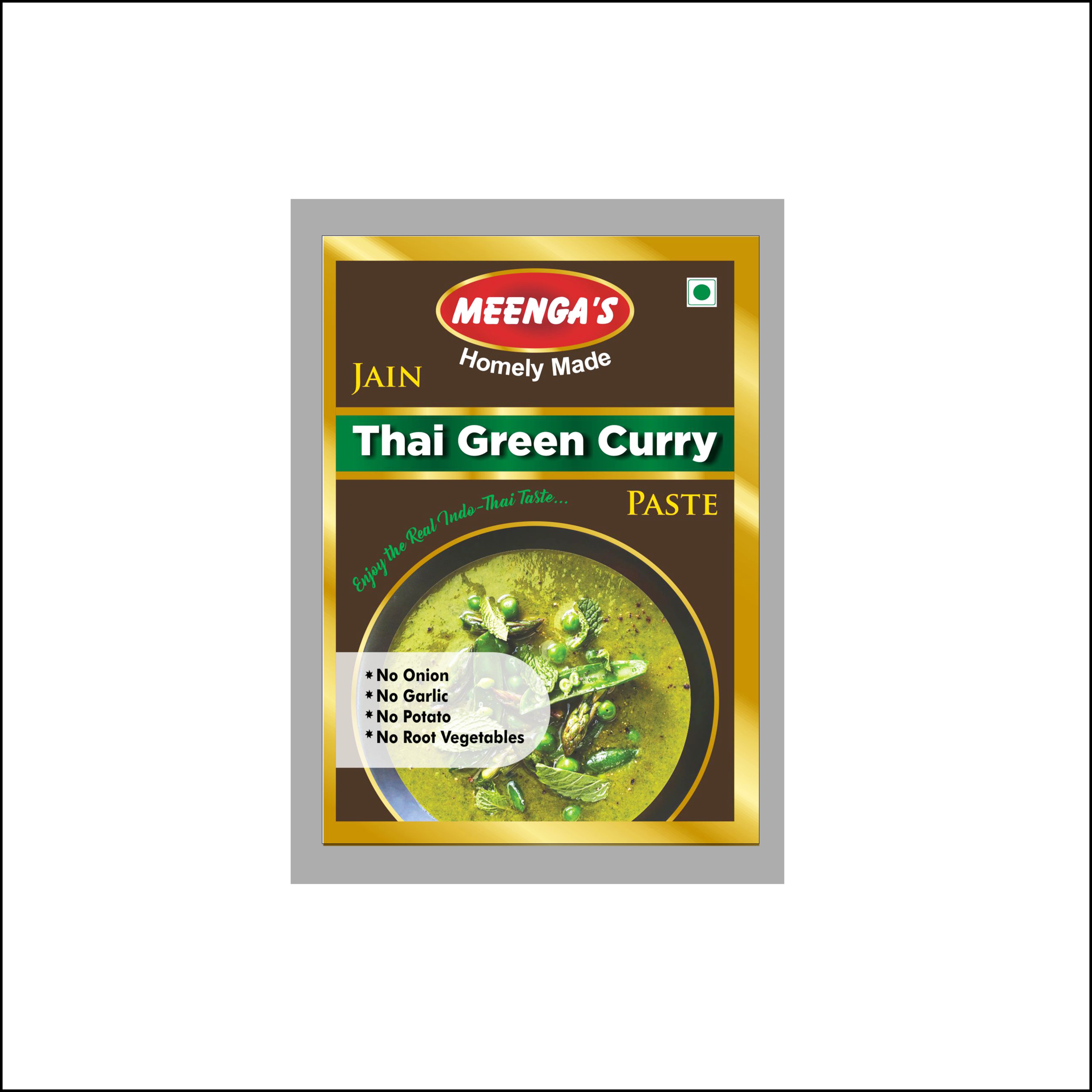 MEENGA’s Homely Made Jain Green Thai Curry Paste Combo – 75g Each | No Onion No Garlic | 100% Vegan & Jain-Friendly | Natural Ingredients | Authentic Thai Flavour | Ready-to-Cook Curry Base (PACK OF 2)