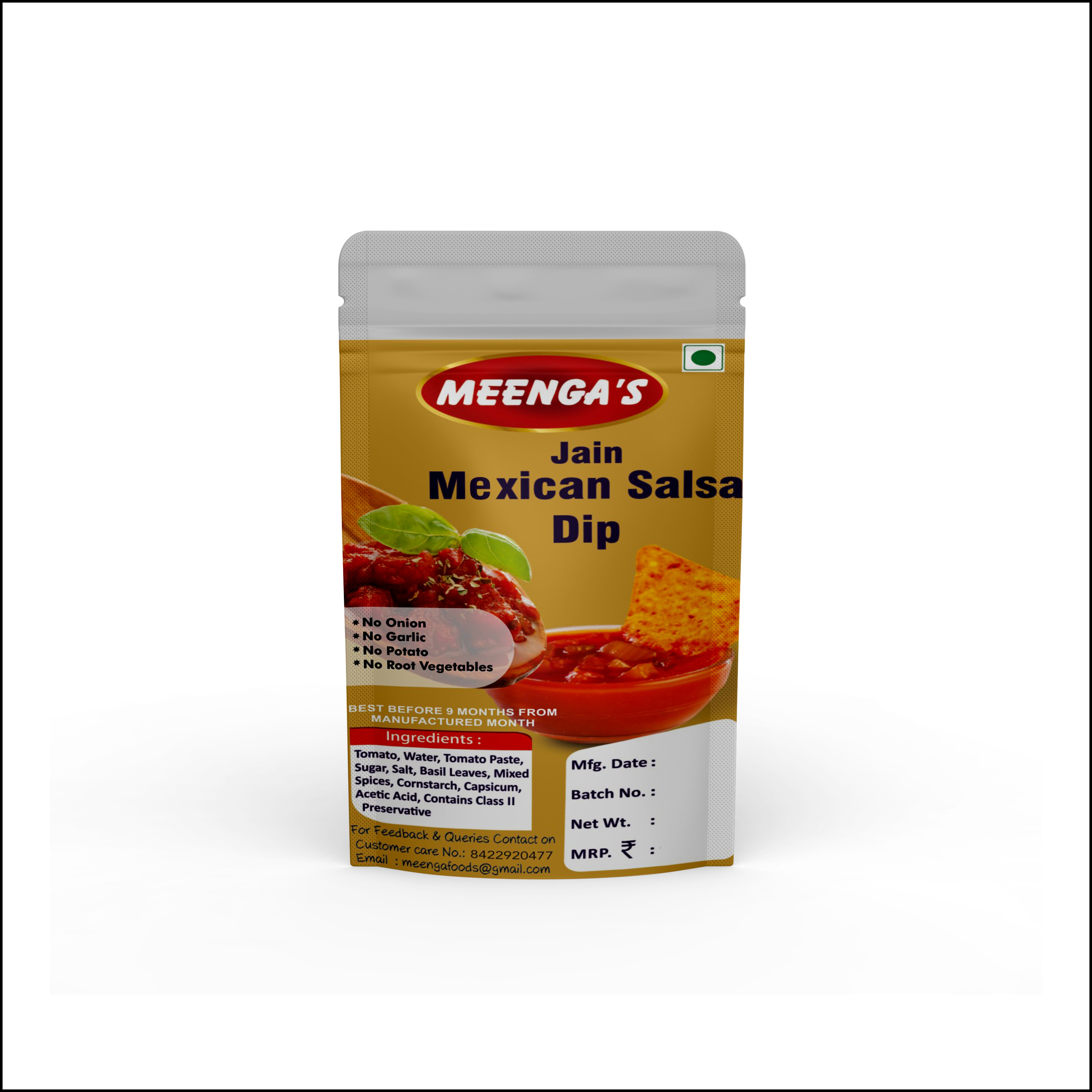 MEENGA’s Homely Made Jain Mexican Salsa Dip Combo – 225g Each | No Onion No Garlic | 100% Jain-Friendly | Natural Ingredients | Fresh & Tangy Ready-to-Eat Salsa(PACK OF 2)