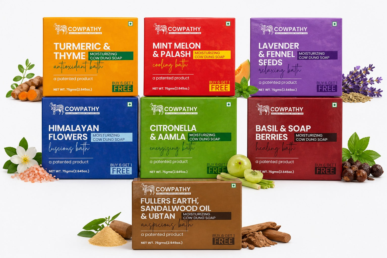 Cowpathy Cow Dung Soap( pack of 7)