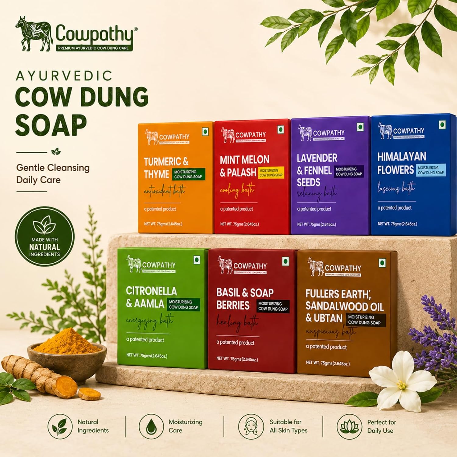 Cowpathy Cow Dung Soap( pack of 7)
