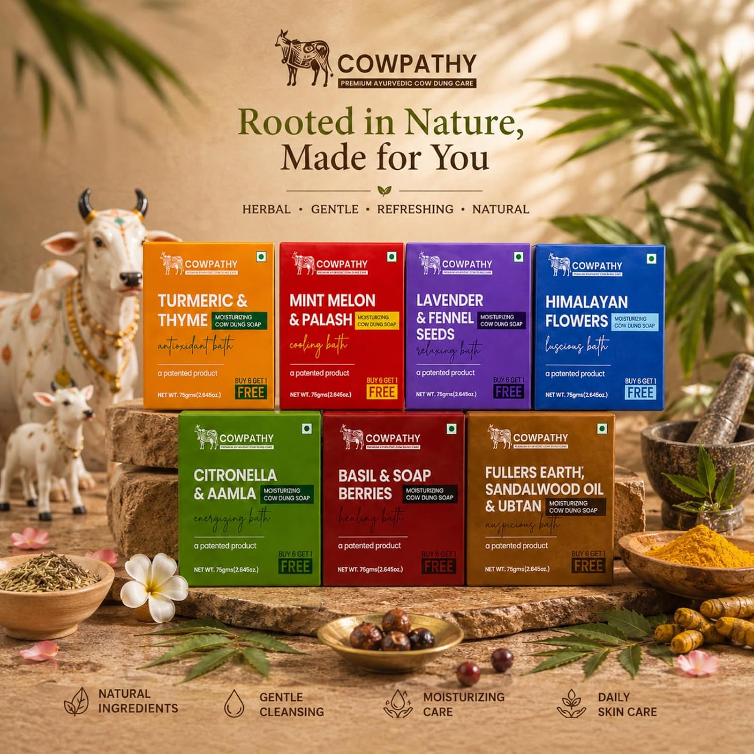 Cowpathy Cow Dung Soap( pack of 7)