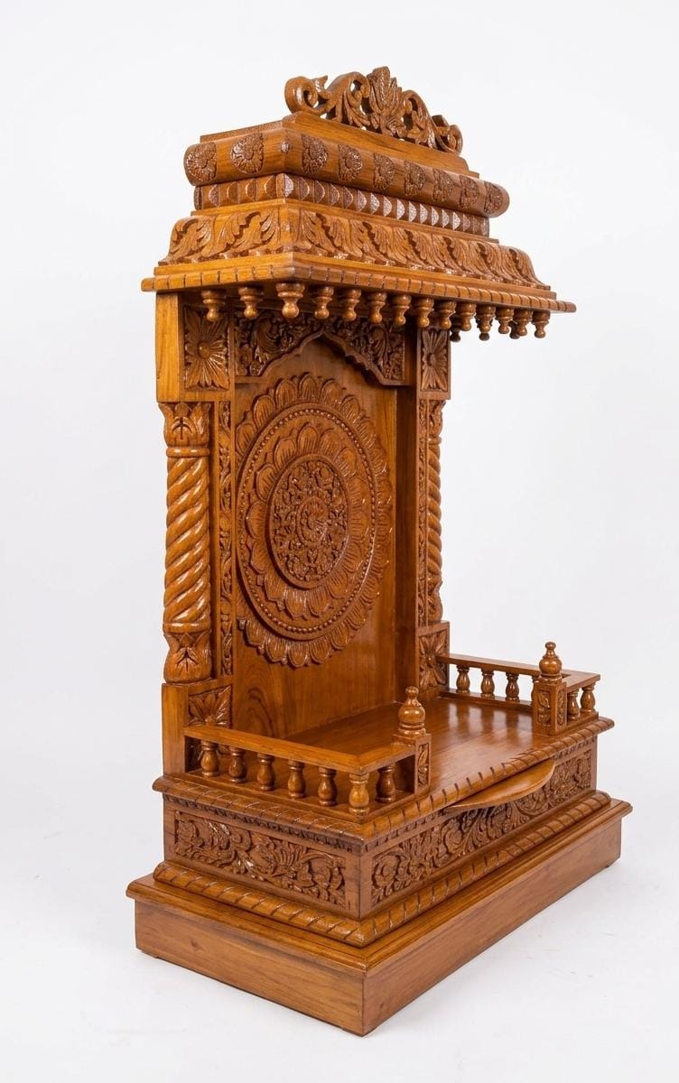 Premium Hand-Carved Teakwood Mandir (MediumSize)