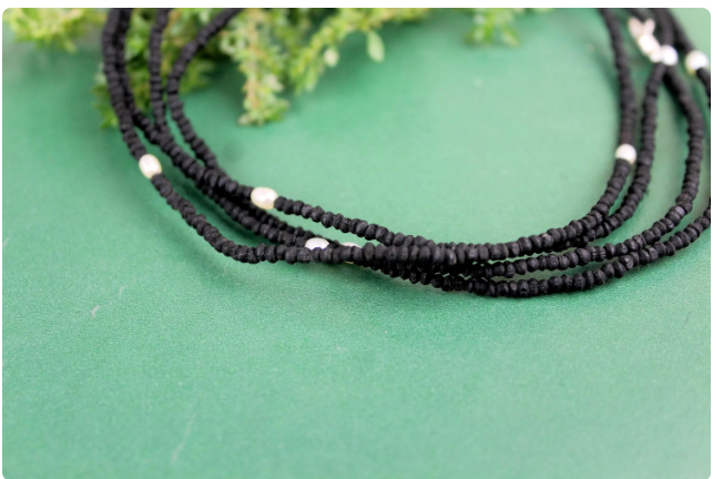 Black Tulasi Mala with White pearl
