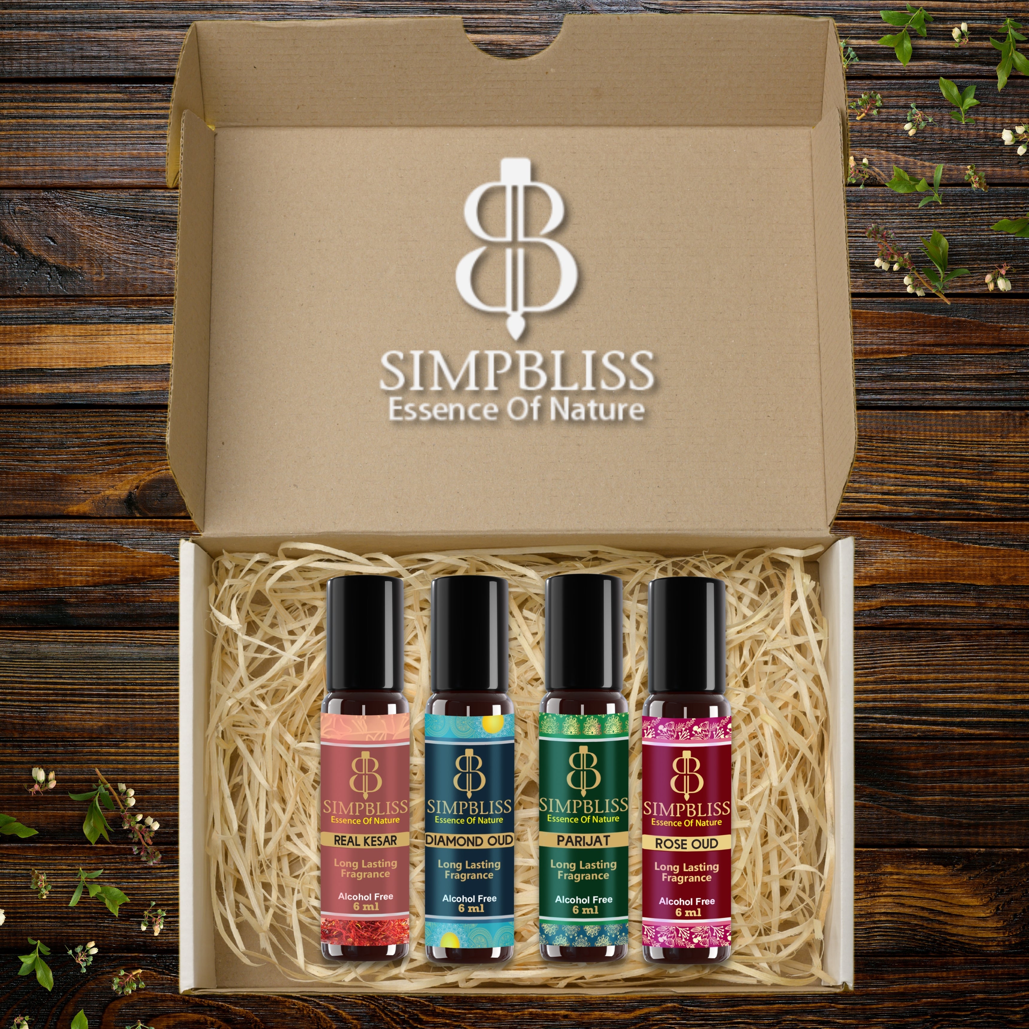Simpbliss Luxury Floral & Oud Attar Set (4x10ml)